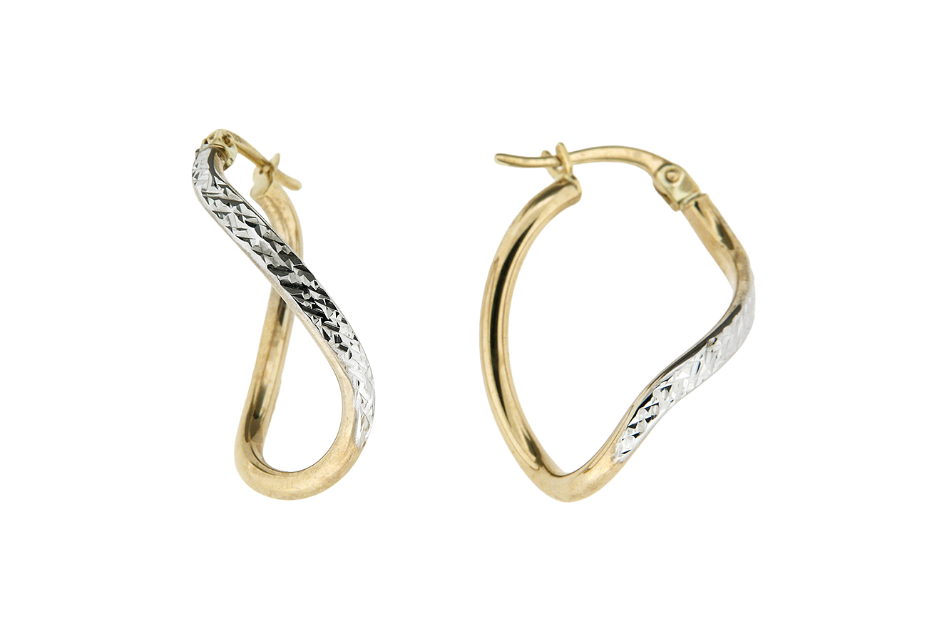 Creolen, Ohrringe in Gold 333 Gelbgold Weißgold mit polierter Oberfläche