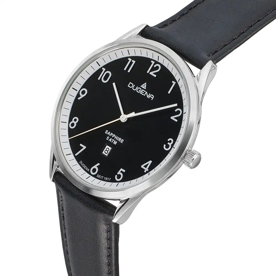 Armbanduhr Slim Line Dugena 4461241 mit Saphirglas und Lederarmband