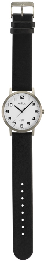 Damenarmbanduhr Atrium A41-10 mit Lederarmband und Dornschließe in Titan