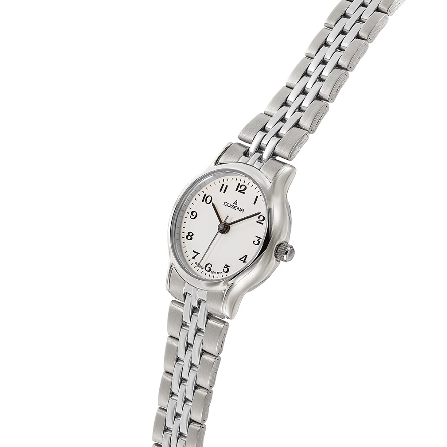 Damenarmbanduhr Vintage von Dugena 4461110 rund mit Metallband
