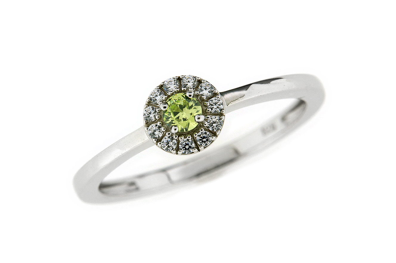 Gr.58 Damenring in Silber 925 mit Peridot und Zirkonia