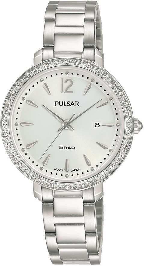 Armbanduhr von Pulsar PH7511X1 mit Edelstahlgehäuse und Metallarmband Glas Kristallen