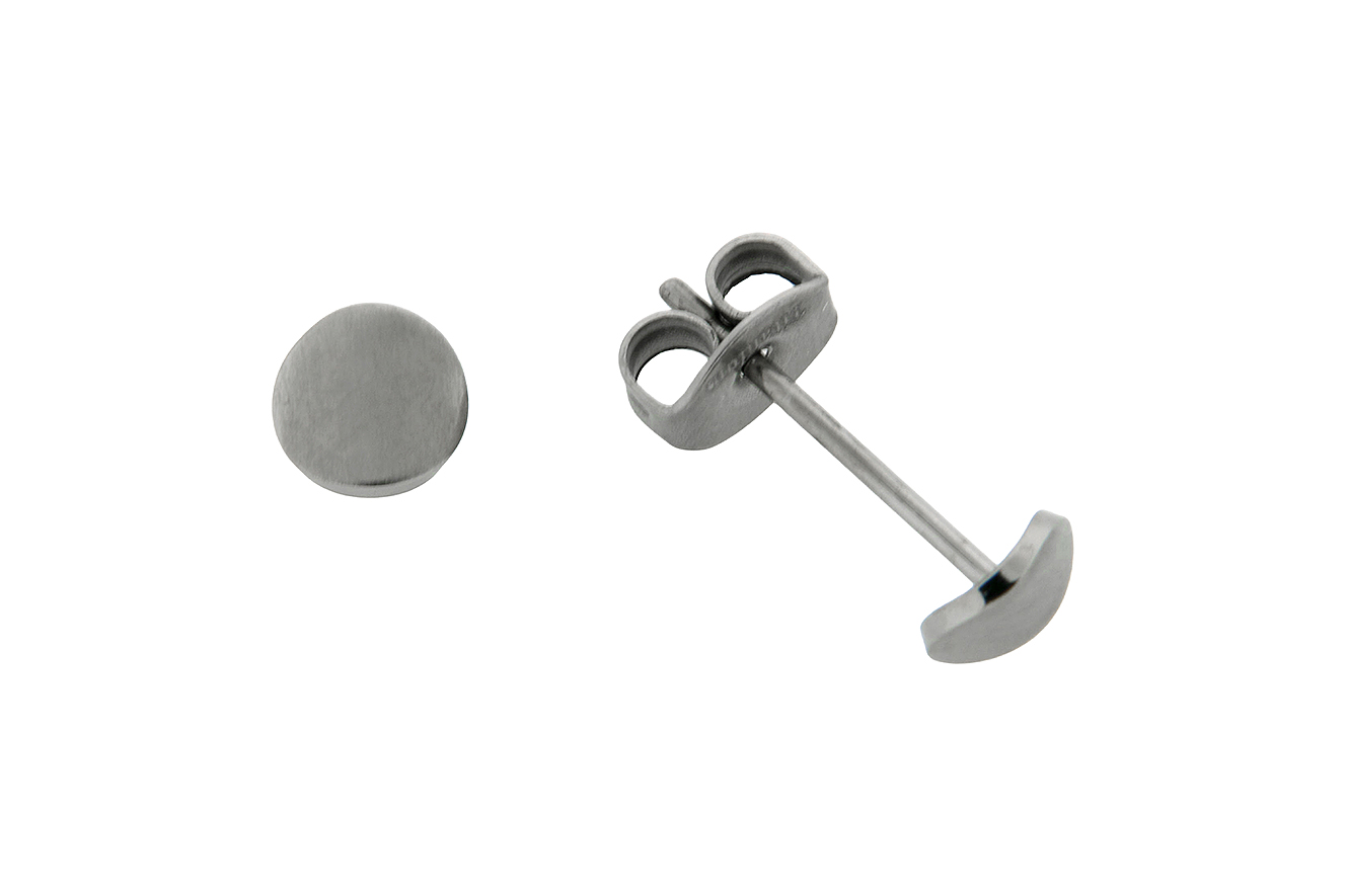 Ohrstecker Ohrringe Rund in Titan mit seidenmatter Oberfläche