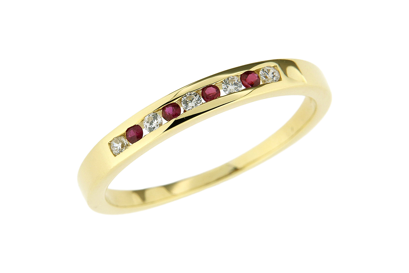 Gr.60 in Gold 333 mit weißen und roten Zirkonia 