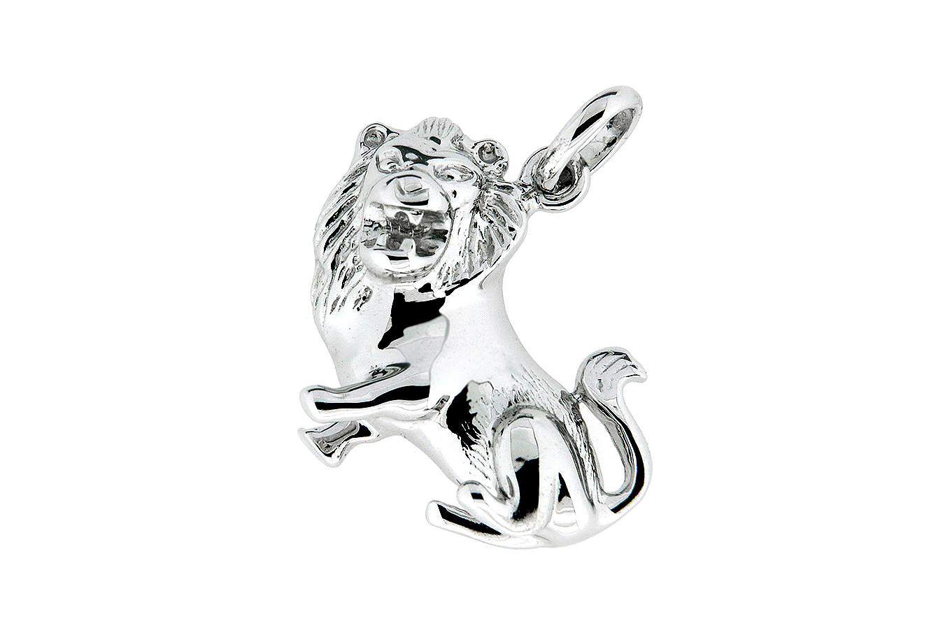 Tierkreiszeichen Sternzeichen Löwe große Figur in Silber 925 mit rhodinierter Oberfläche
