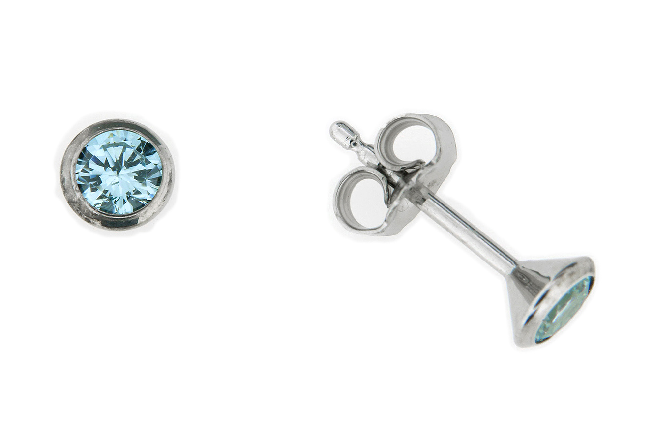 Ohrstecker Ohrringe in Silber 925 mit hellblauen Zirkonia