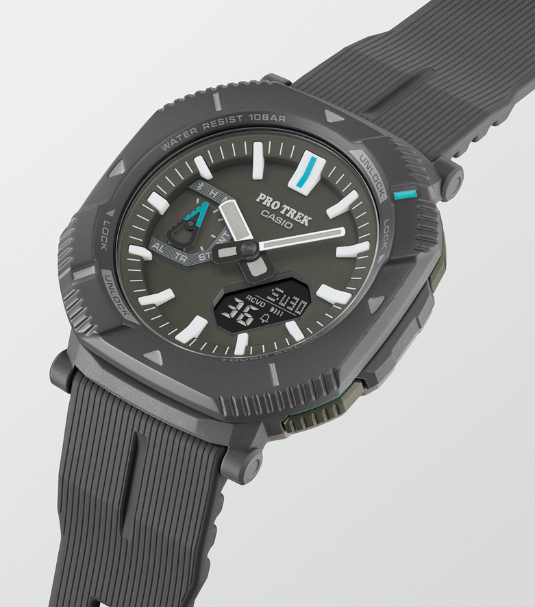 Herrenarmbanduhr Casio PRJ-B001-1ER Hybridanzeige Kunststoffband