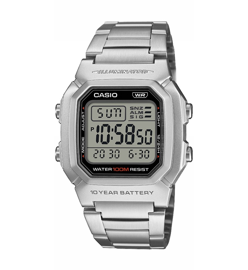 Armbanduhr mit Digitaldisplay von Casio W-800HD-1AVEF mit Licht zweiter Zeitzone, Beleuchtung, Alarm
