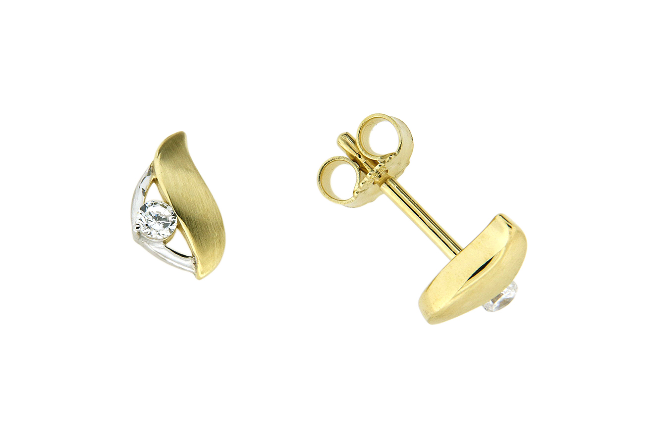 Ohrstecker, Ohrringe in Weißgold Gelbgold 333 mit Zirkonia