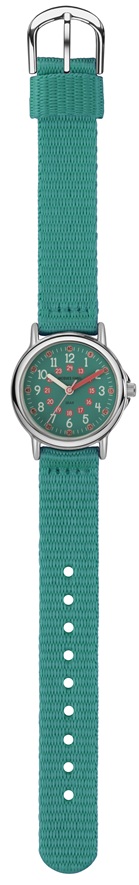 Kinderuhr von Jacques Farel KCF 067 Metallgehäuse und Textilarmband in grün 