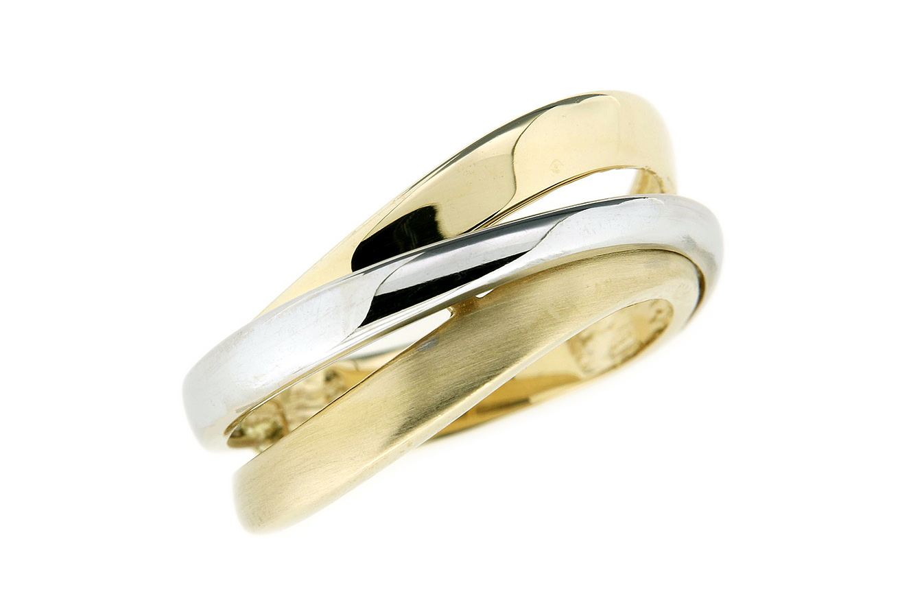 Gr.52 Ring gefertigt in Gold 585 Weißgold und Gelbgold