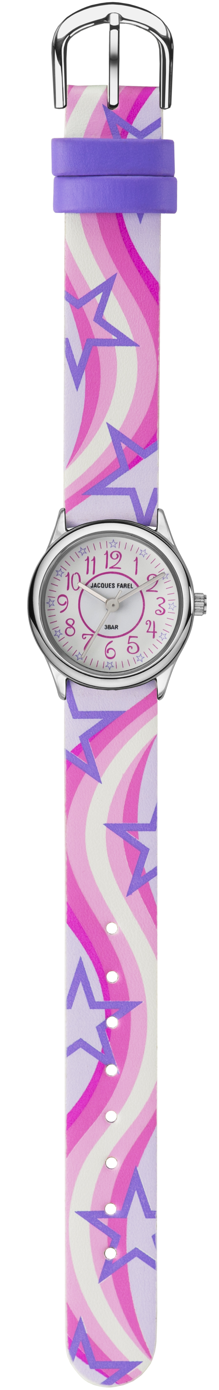 Kinderuhr Jacques Farel HCC 324 mit Sternen auf Armband und Metallgehäuse