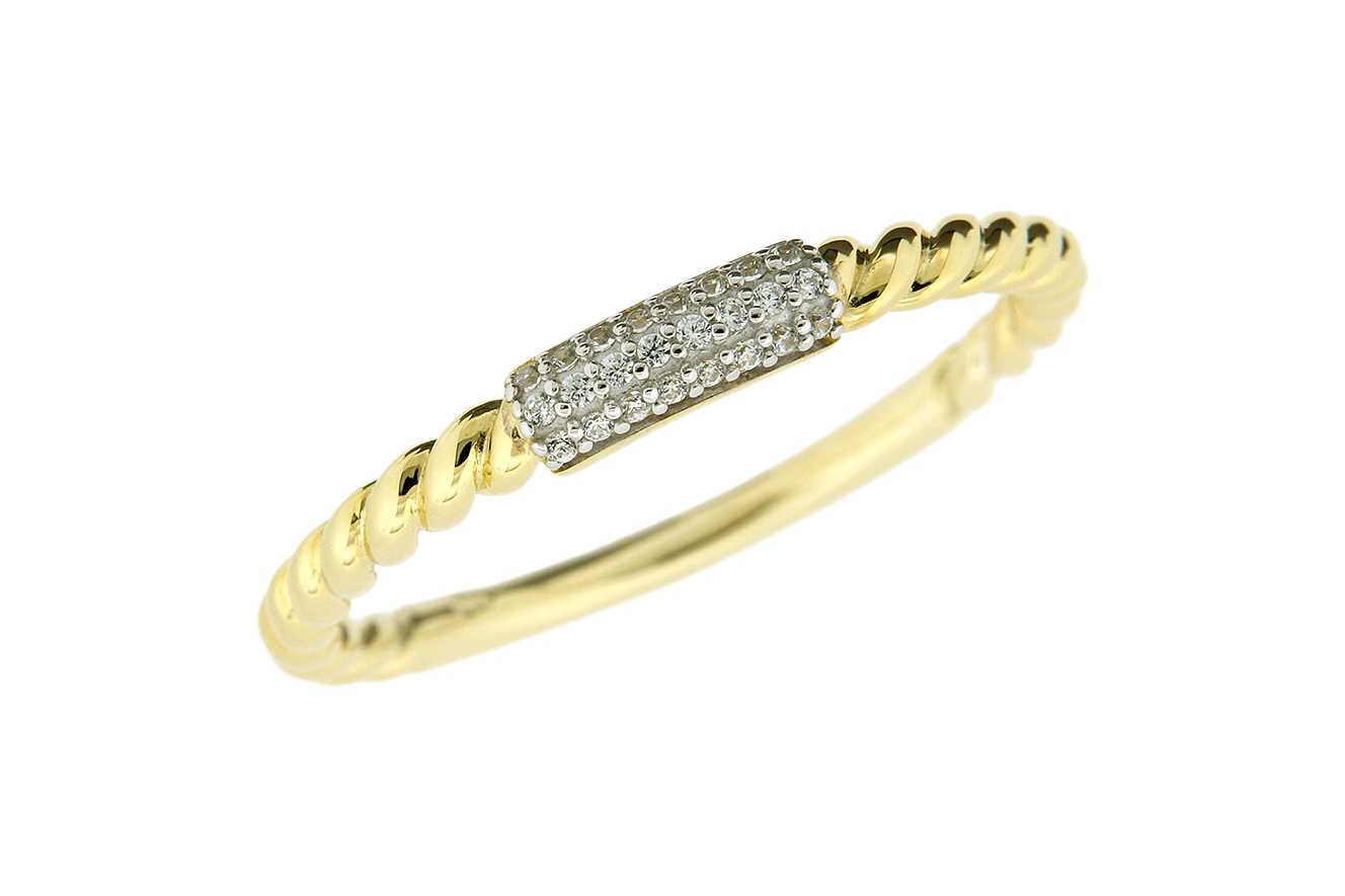 Gr.62 Ring Kordel in Gold 333 mit Zirkonia
