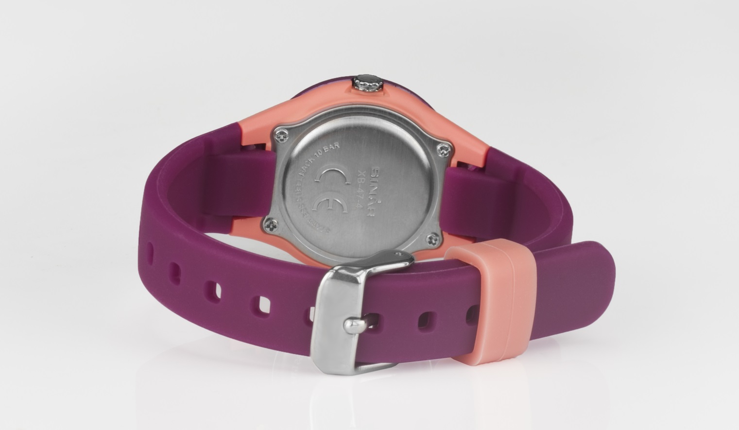 Fashion Jugenduhr XB-47-4 mit beeren farbenen Silikonarmband und altrosa Applikationen aus dem Haus 
