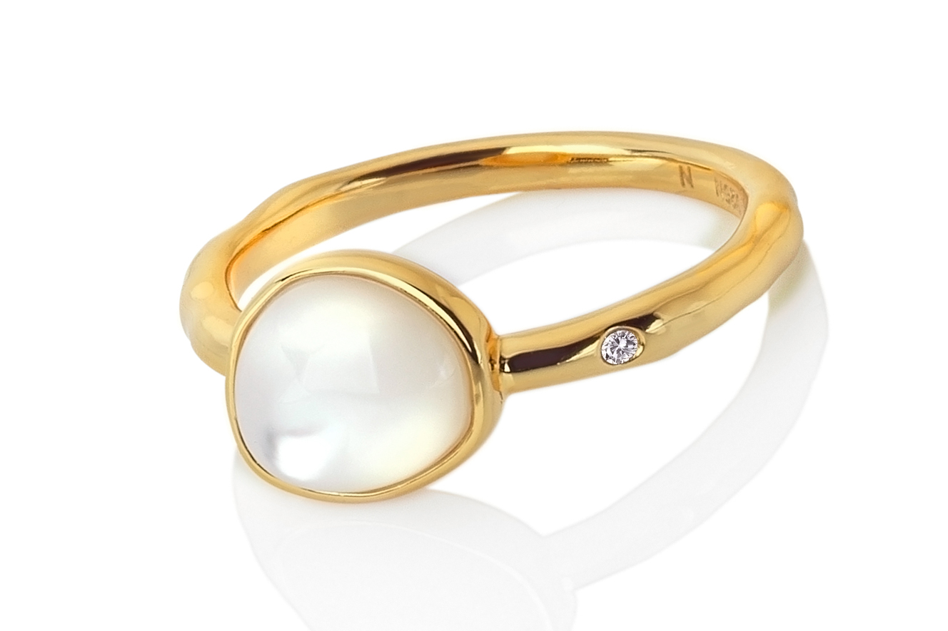 Gr.54 Ring in Silber 925 vergoldet mit Diamant