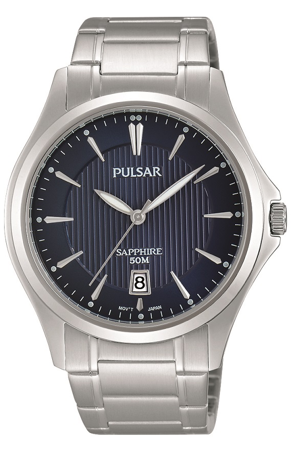 Armbanduhr von Pulsar PS9385X1 mit Saphirglas Edelstahlgehäuse und Datumsanzeige auf 6 Uhr