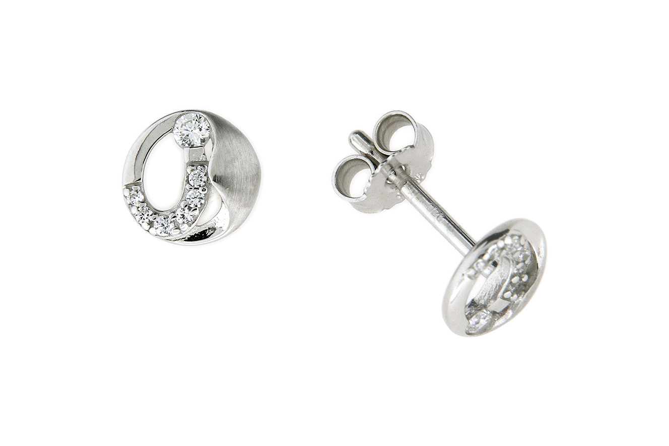 Ohrstecker, Ohrring in Silber 925 rhodiniert mit weißen Zirkonia