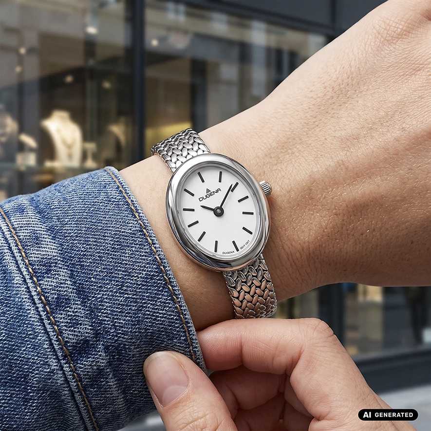 Armbanduhr Ella Dugena 4461277 in oval mit Edelstahlarmband