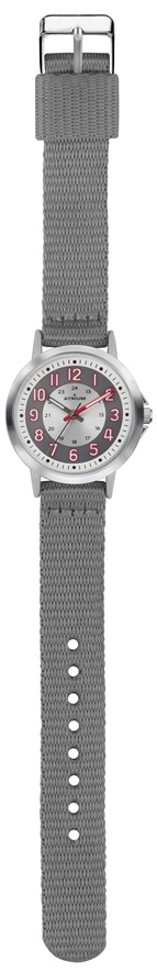 Kinderuhr Atrium A46-12 Metallgehäuse und Textilarmband grau