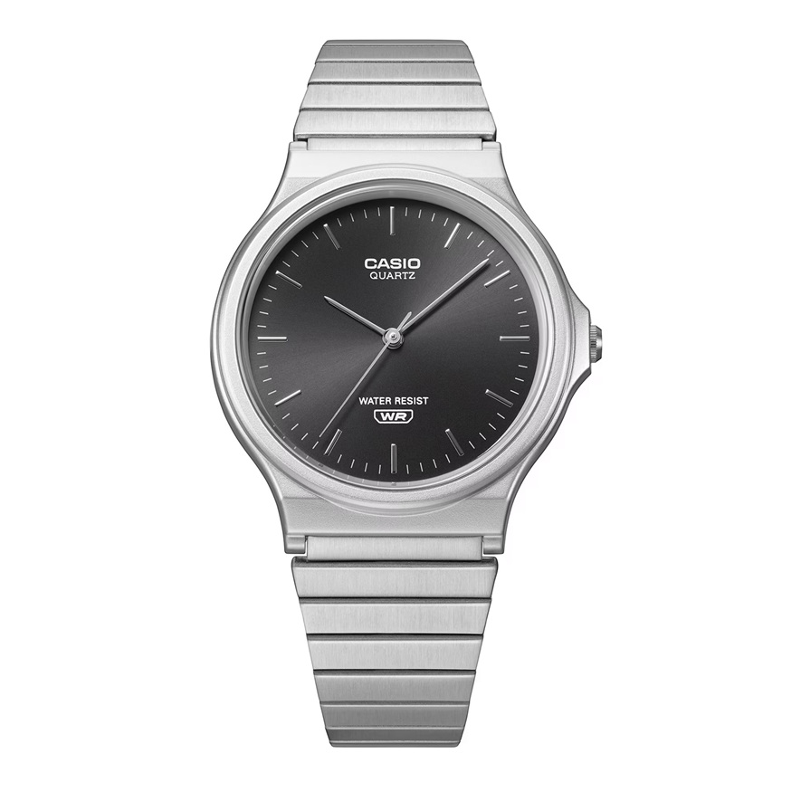 Armbanduhr Casio MQ-24DA-2AEF mit Analoganzeige, schwarzen Zifferblatt und silbernen Metallarmbandba