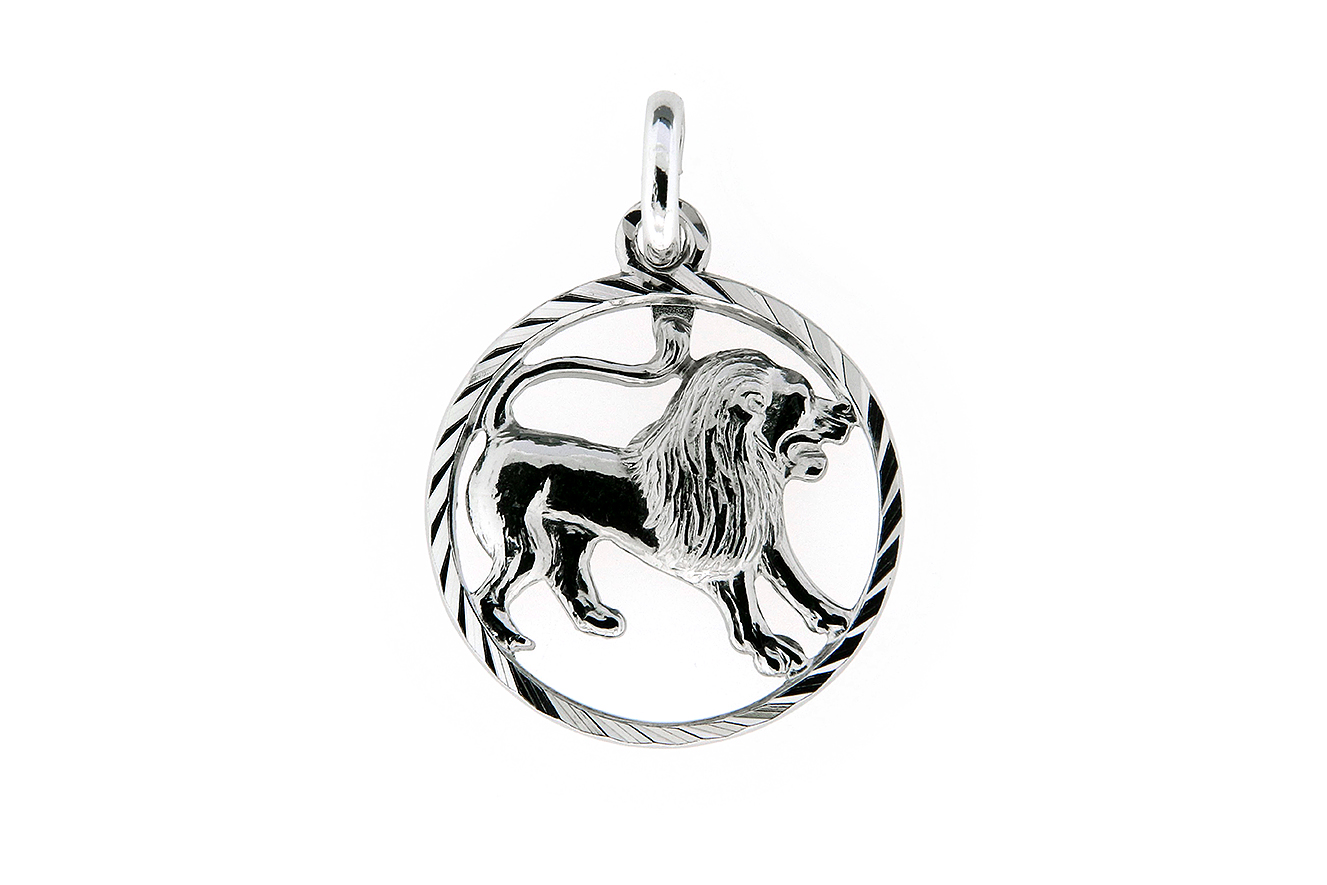 Sternzeichen Tierkreiszeichen Löwe aus Silber 925 rhodiniert rund