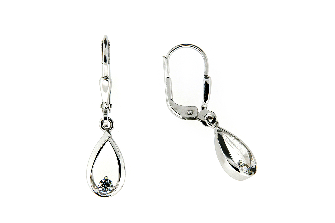 Ohrschmuck in Silber 925 rhodiniert mit Zirkonia und ovaler Form