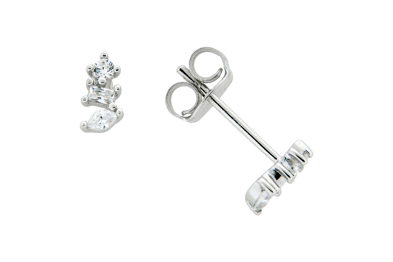 Ohrstecker Ohrringe in Silber 925 rhodiniert mit Zirkonia 