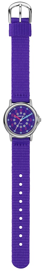 Kinderuhr von Jacques Farel KCF 089 Metallgehäuse und Textilarmband in lila
