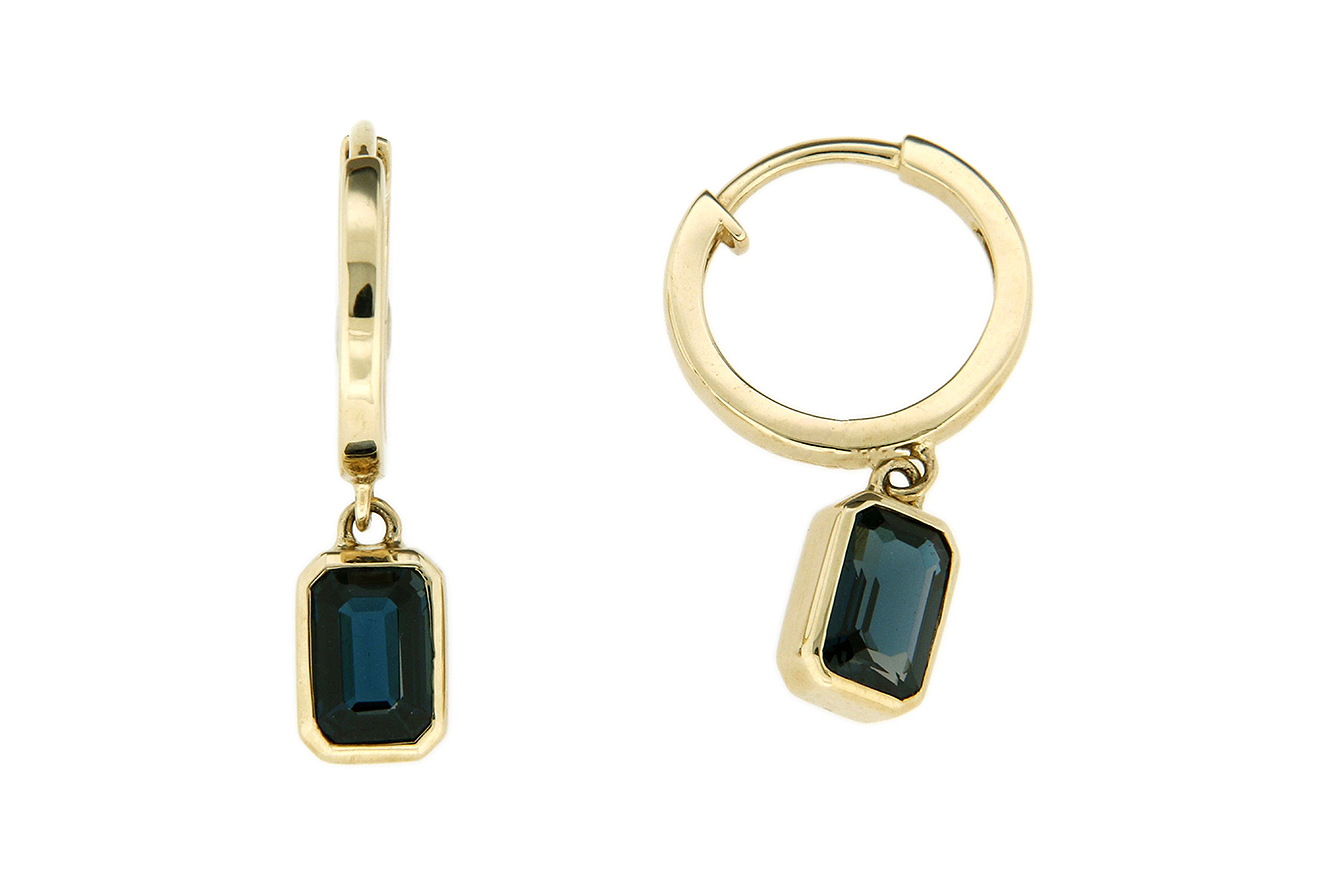 Creolen, Ohrring in Gold 333 mit Blautopas 