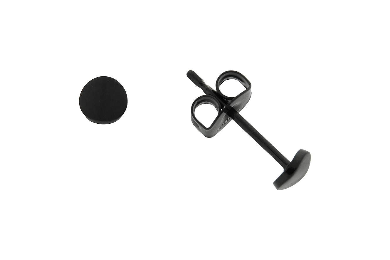 Ohrstecker Ohrringe Rund in Titan schwarz mit seidenmatter Oberfläche