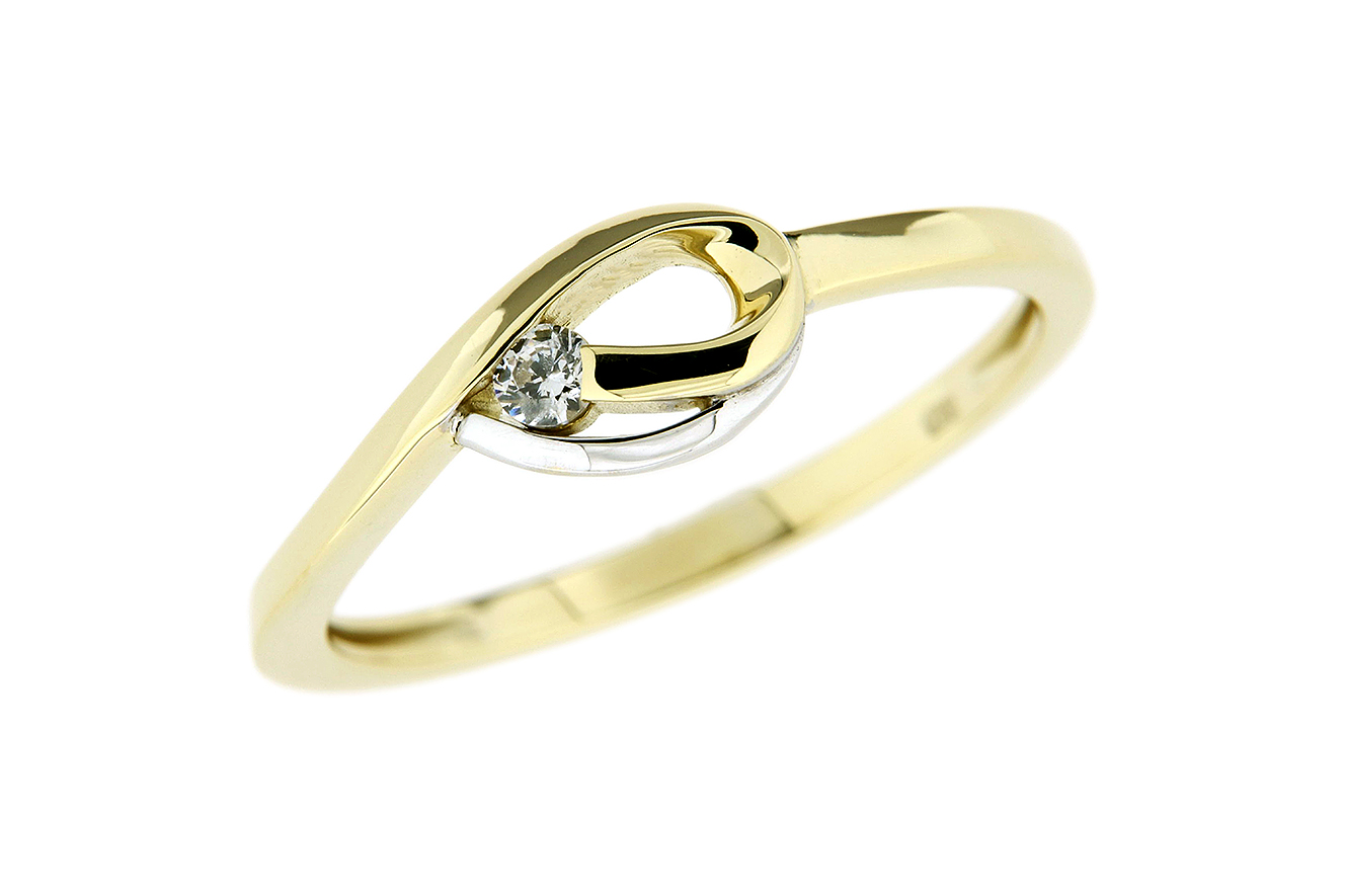 Gr.54 Damenring in Gold Weißgold 333 mit Zirkonia