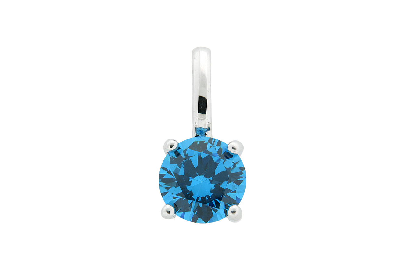 Anhänger in Silber 925 rhodiniert  mit Zirkonia türkisblau