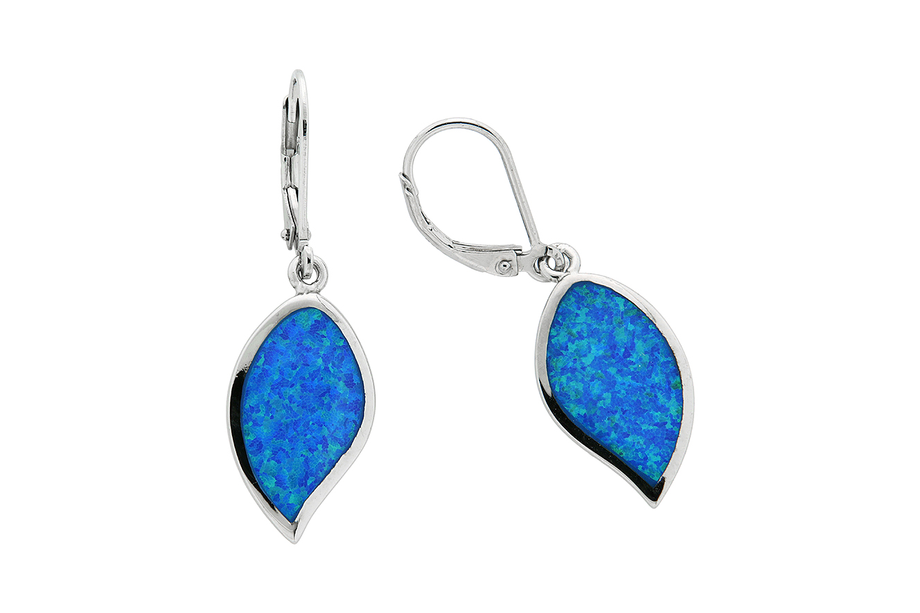 Ohrpendel Ohrring in Silber 925 rhodiniert mit synthetischen Opal