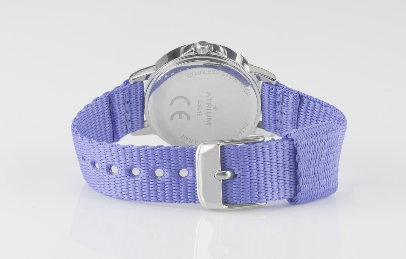 Kinderuhr Atrium A46-18 Metallgehäuse und Textilarmband fliederfarben