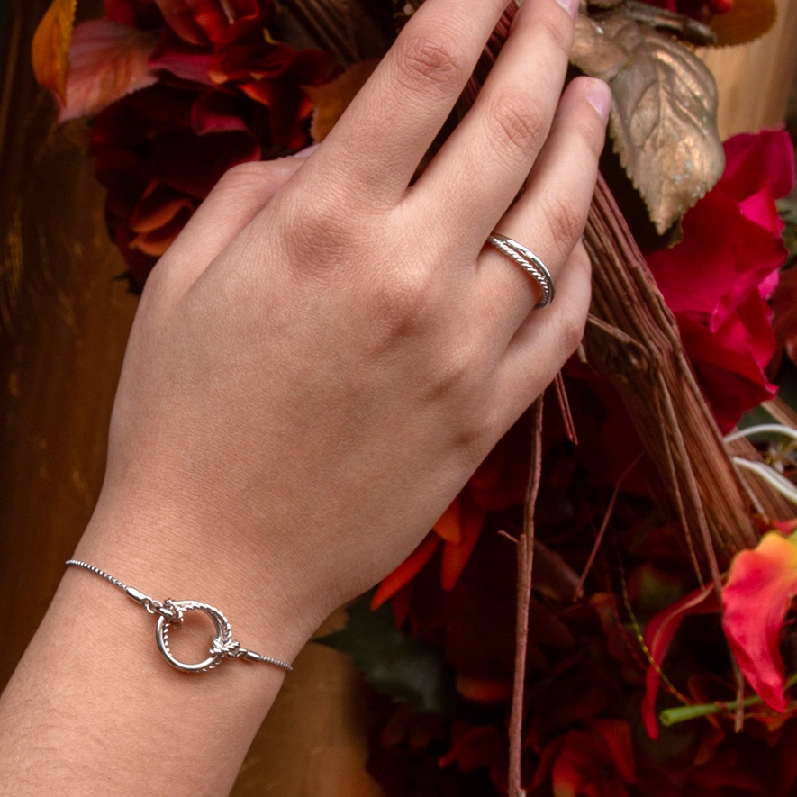 Gr.60 Ring in Silber 925 rhodiniert mit Diamant Kordel