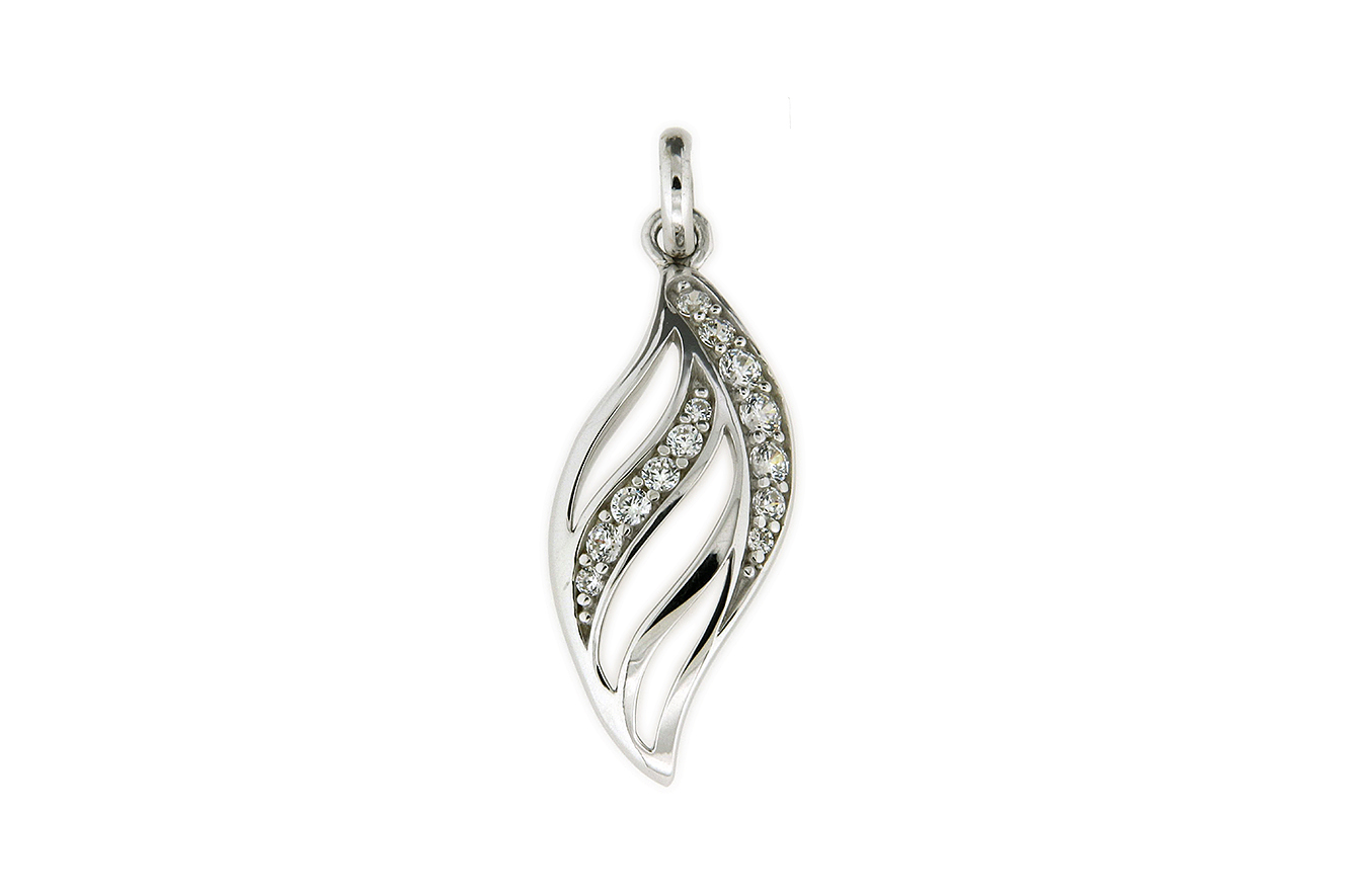 Anhänger Tropfen in Silber 925 rhodiniert mit Zirkonia