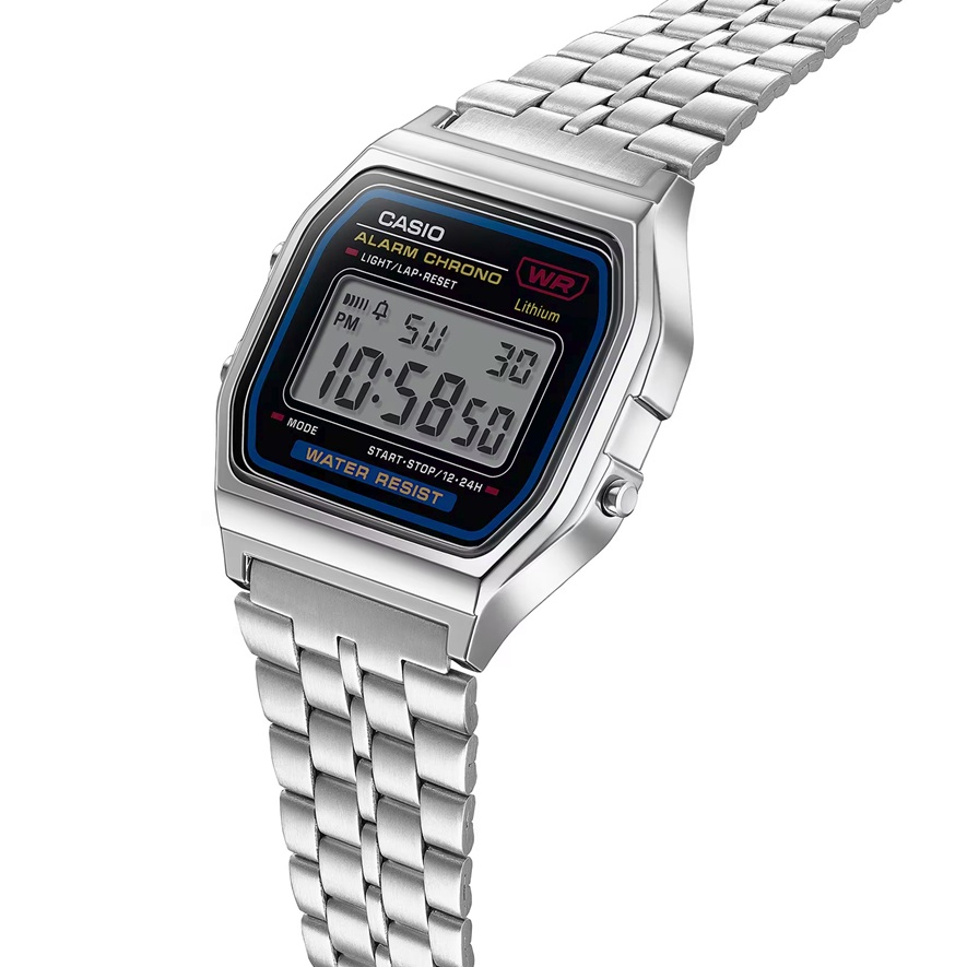 Armbanduhr Vintage Design Digital Casio A159WE-1EF mit Edelstahlband