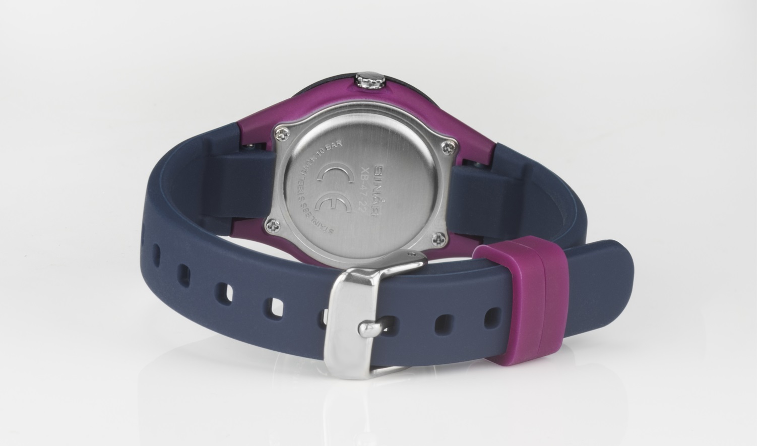 Fashion Jugenduhr XB-47-22 mit blauen Silikonarmband und beeren Applikationen aus dem Haus Sinar.
