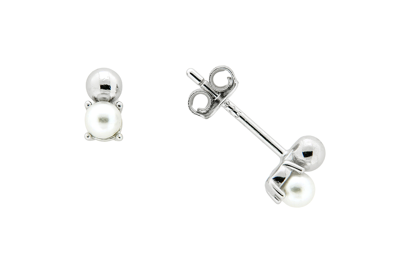 Ohrstecker Perle in Silber 925 rhodiniert 