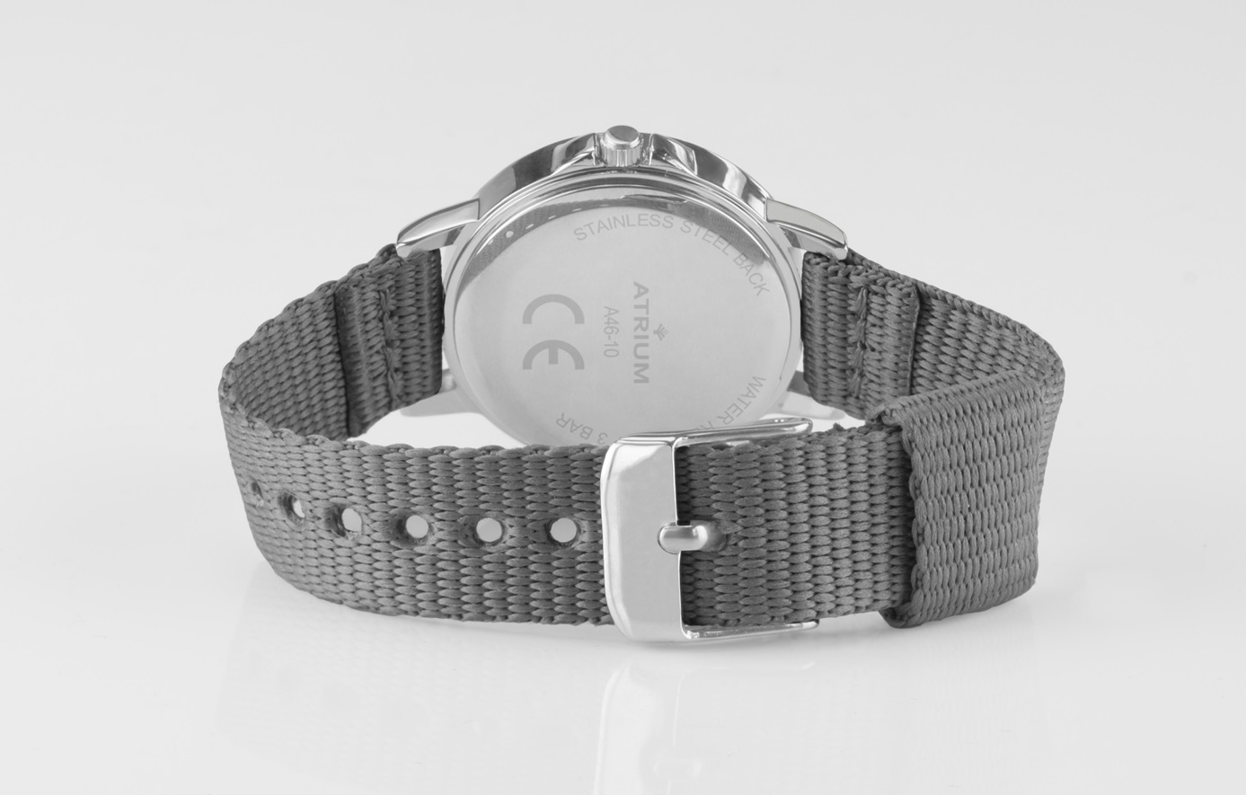 Kinderuhr Atrium A46-12 Metallgehäuse und Textilarmband grau