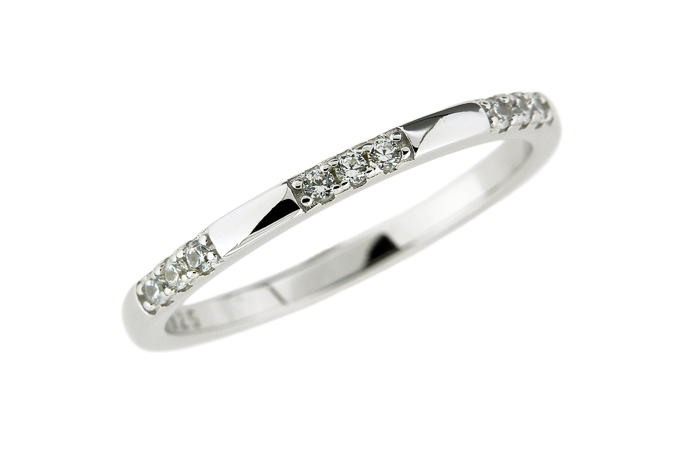Gr.52 Damenring in Silber 925 rhodiniert und weißen Zirkonia 