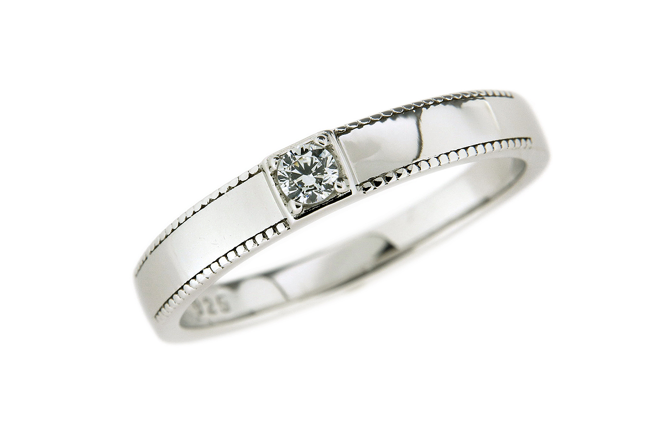 Gr.54 Damenring in Silber 925 rhodiniert mit Zirkonia 