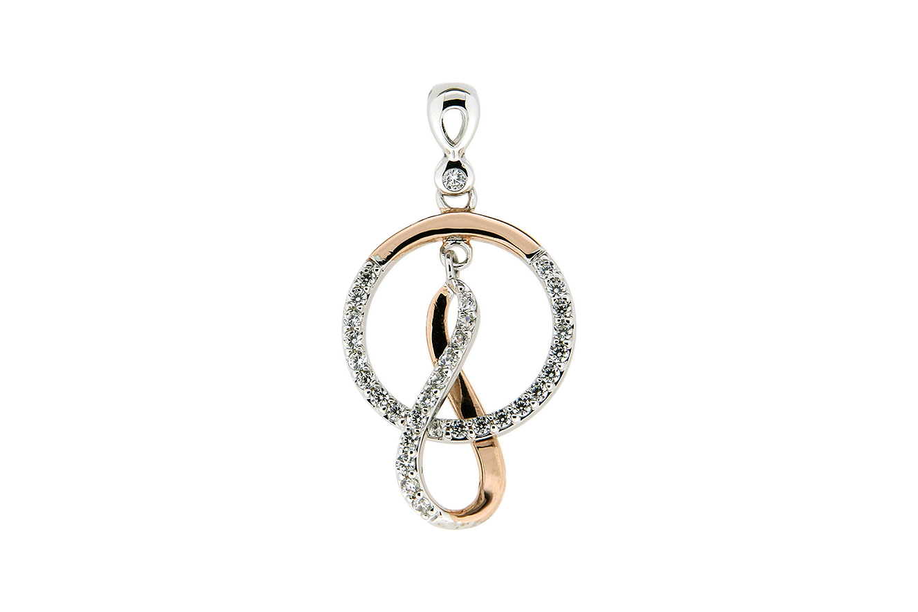 Anhänger rosé vergoldet Silber 925 mit Zirkonia