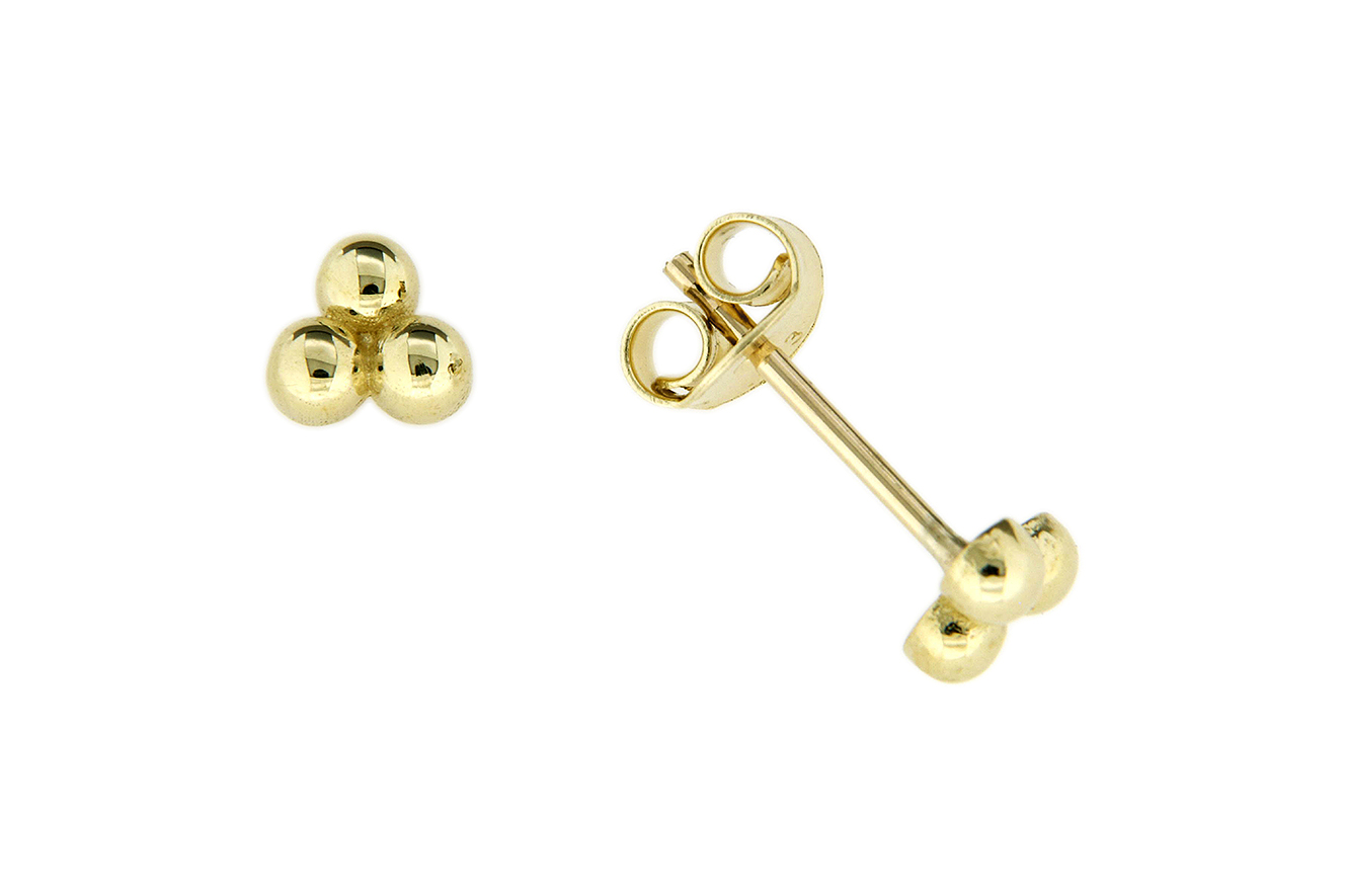 Ohrstecker, Ohrringe Dreierkugel in Gelbgold 333 
